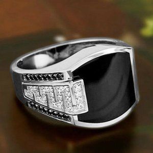 NEW Men's Silver Filled Onyx CZ Ring